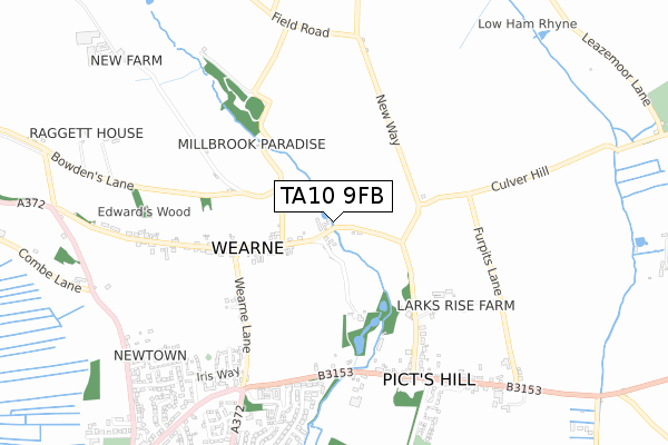 TA10 9FB map - small scale - OS Open Zoomstack (Ordnance Survey)