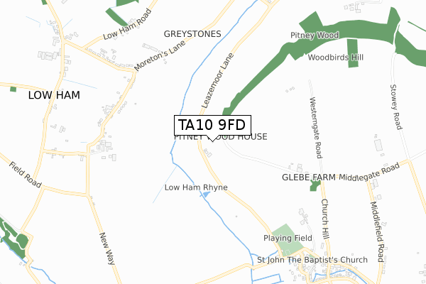 TA10 9FD map - small scale - OS Open Zoomstack (Ordnance Survey)