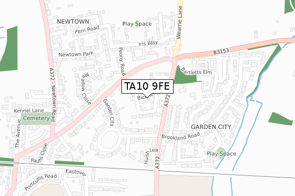 TA10 9FE map - large scale - OS Open Zoomstack (Ordnance Survey)