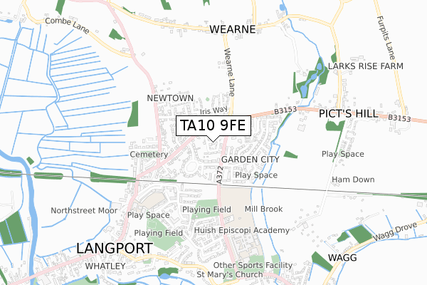 TA10 9FE map - small scale - OS Open Zoomstack (Ordnance Survey)