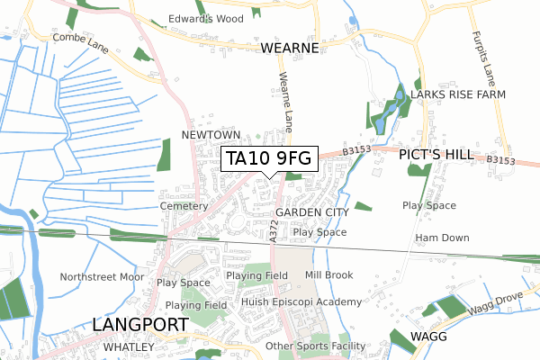 TA10 9FG map - small scale - OS Open Zoomstack (Ordnance Survey)