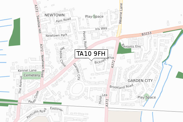 TA10 9FH map - large scale - OS Open Zoomstack (Ordnance Survey)