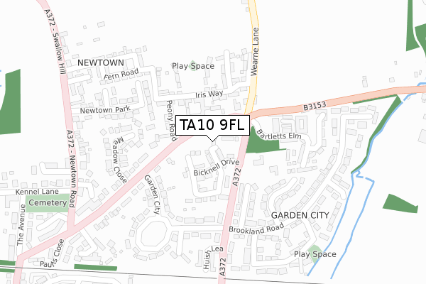 TA10 9FL map - large scale - OS Open Zoomstack (Ordnance Survey)