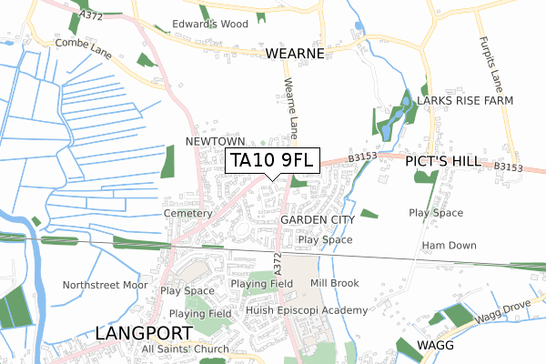 TA10 9FL map - small scale - OS Open Zoomstack (Ordnance Survey)