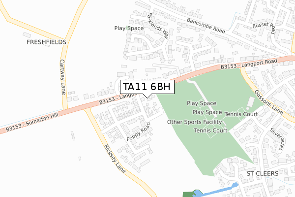 TA11 6BH map - large scale - OS Open Zoomstack (Ordnance Survey)