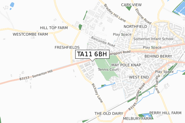 TA11 6BH map - small scale - OS Open Zoomstack (Ordnance Survey)