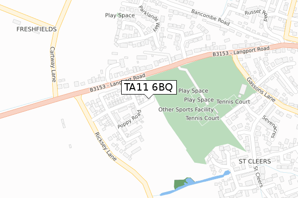 TA11 6BQ map - large scale - OS Open Zoomstack (Ordnance Survey)