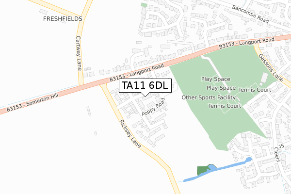 TA11 6DL map - large scale - OS Open Zoomstack (Ordnance Survey)