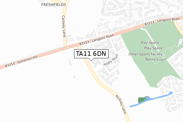 TA11 6DN map - large scale - OS Open Zoomstack (Ordnance Survey)