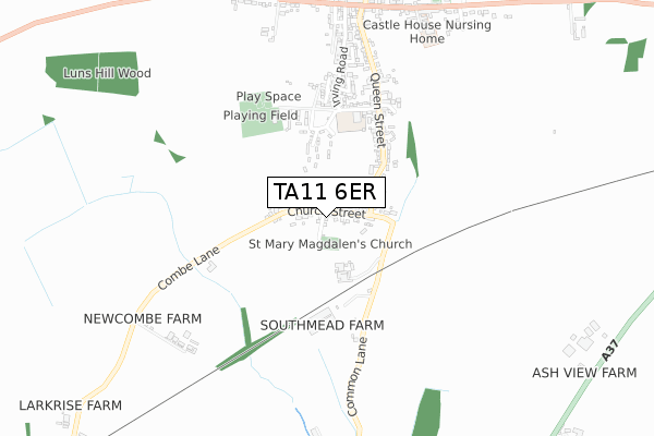 TA11 6ER map - small scale - OS Open Zoomstack (Ordnance Survey)