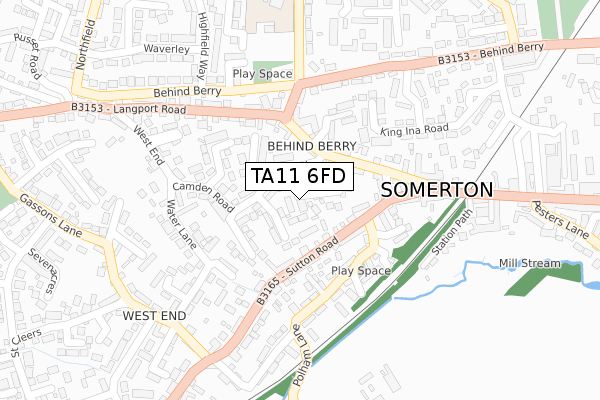 TA11 6FD map - large scale - OS Open Zoomstack (Ordnance Survey)