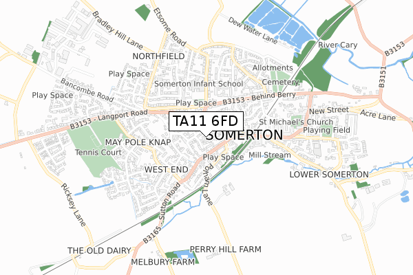 TA11 6FD map - small scale - OS Open Zoomstack (Ordnance Survey)