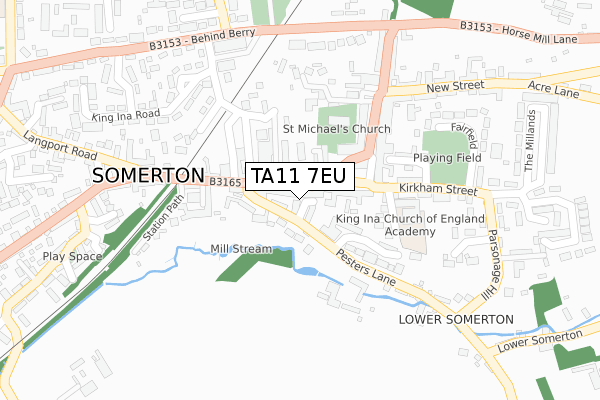 TA11 7EU map - large scale - OS Open Zoomstack (Ordnance Survey)