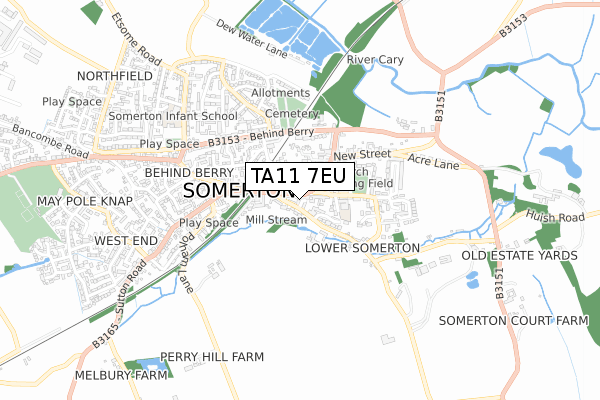 TA11 7EU map - small scale - OS Open Zoomstack (Ordnance Survey)