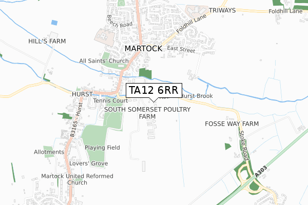 TA12 6RR map - small scale - OS Open Zoomstack (Ordnance Survey)