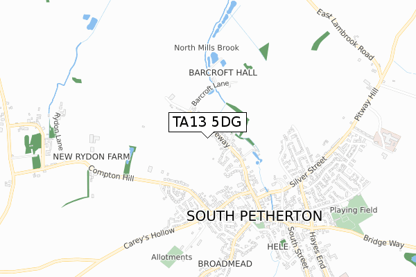 TA13 5DG map - small scale - OS Open Zoomstack (Ordnance Survey)