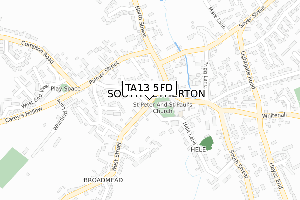 TA13 5FD map - large scale - OS Open Zoomstack (Ordnance Survey)