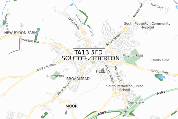 TA13 5FD map - small scale - OS Open Zoomstack (Ordnance Survey)