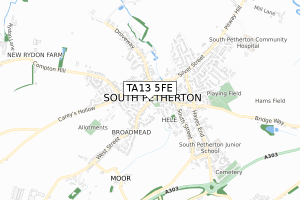 TA13 5FE map - small scale - OS Open Zoomstack (Ordnance Survey)