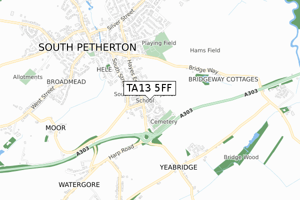 TA13 5FF map - small scale - OS Open Zoomstack (Ordnance Survey)