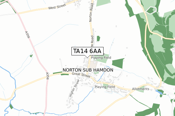 TA14 6AA map - small scale - OS Open Zoomstack (Ordnance Survey)