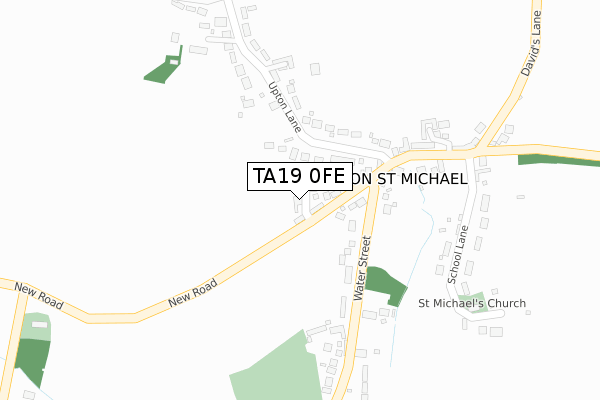 TA19 0FE map - large scale - OS Open Zoomstack (Ordnance Survey)