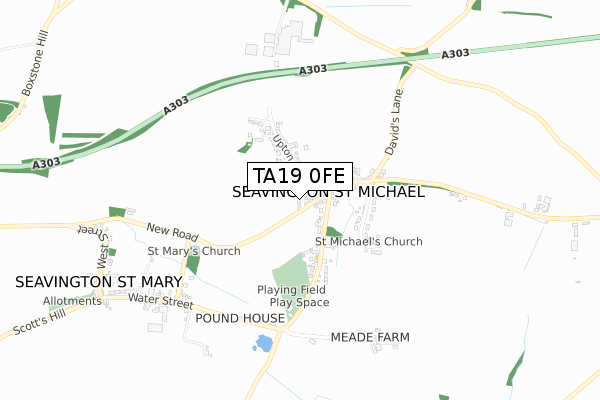 TA19 0FE map - small scale - OS Open Zoomstack (Ordnance Survey)