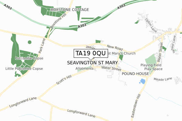 TA19 0QU map - small scale - OS Open Zoomstack (Ordnance Survey)