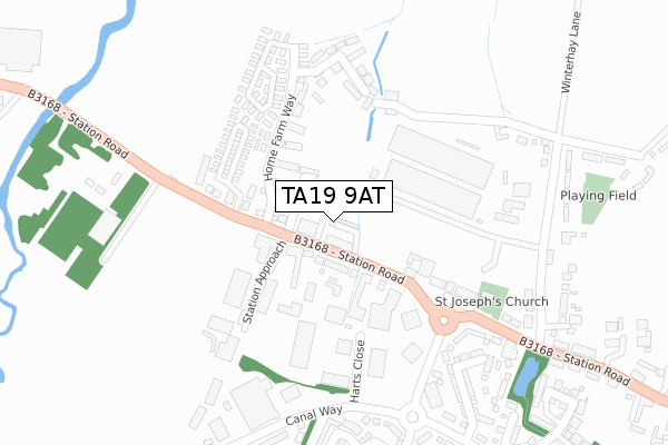 TA19 9AT map - large scale - OS Open Zoomstack (Ordnance Survey)