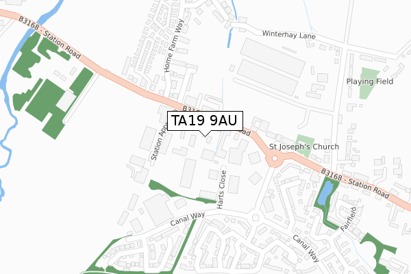 TA19 9AU map - large scale - OS Open Zoomstack (Ordnance Survey)