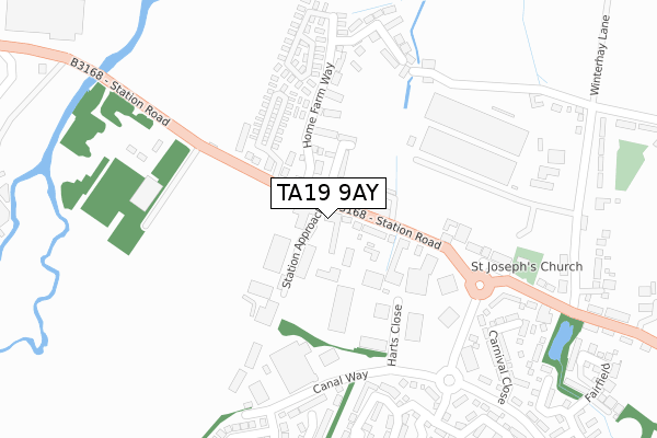 TA19 9AY map - large scale - OS Open Zoomstack (Ordnance Survey)