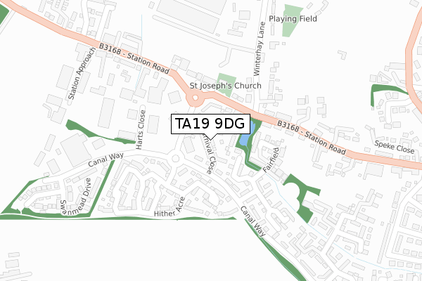 TA19 9DG map - large scale - OS Open Zoomstack (Ordnance Survey)