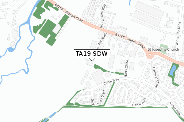 TA19 9DW map - large scale - OS Open Zoomstack (Ordnance Survey)