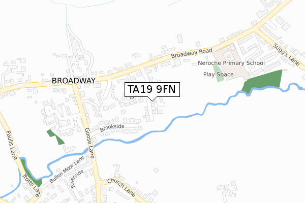 TA19 9FN map - large scale - OS Open Zoomstack (Ordnance Survey)