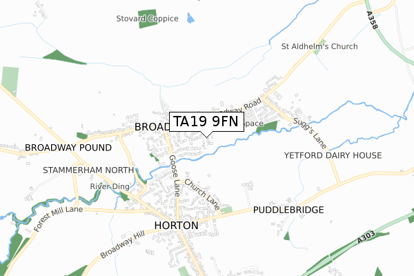 TA19 9FN map - small scale - OS Open Zoomstack (Ordnance Survey)