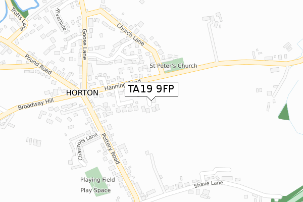 TA19 9FP map - large scale - OS Open Zoomstack (Ordnance Survey)