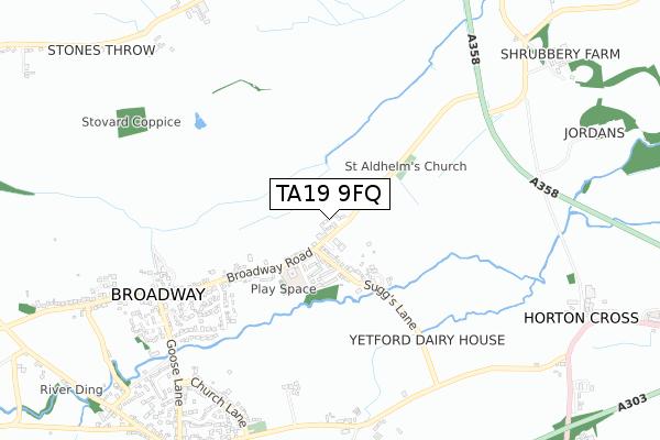 TA19 9FQ map - small scale - OS Open Zoomstack (Ordnance Survey)