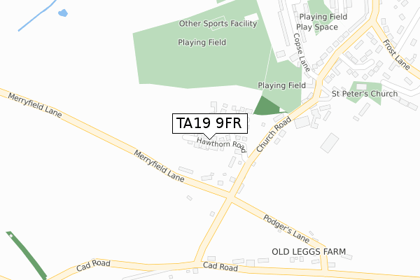 TA19 9FR map - large scale - OS Open Zoomstack (Ordnance Survey)