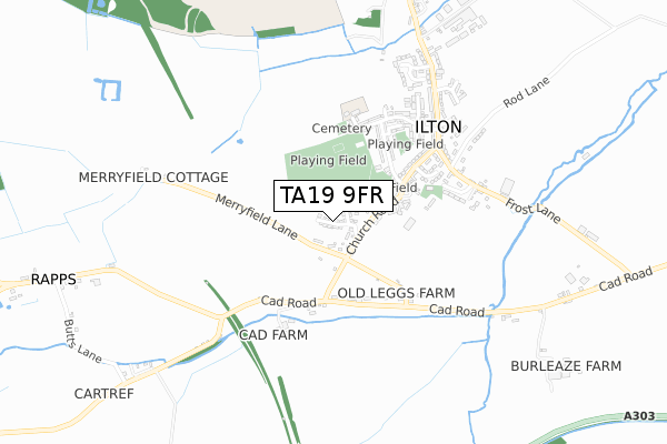 TA19 9FR map - small scale - OS Open Zoomstack (Ordnance Survey)