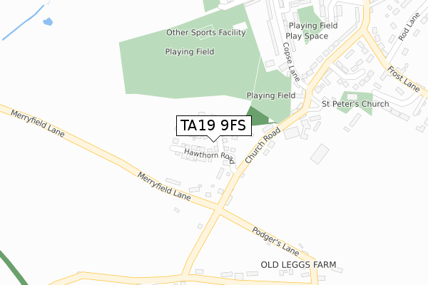 TA19 9FS map - large scale - OS Open Zoomstack (Ordnance Survey)