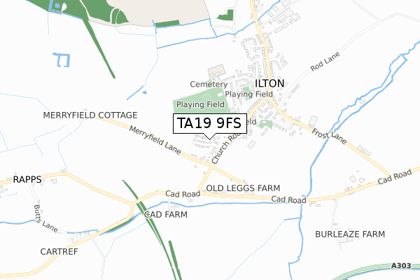 TA19 9FS map - small scale - OS Open Zoomstack (Ordnance Survey)