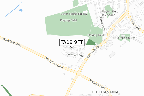 TA19 9FT map - large scale - OS Open Zoomstack (Ordnance Survey)