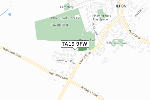 TA19 9FW map - large scale - OS Open Zoomstack (Ordnance Survey)