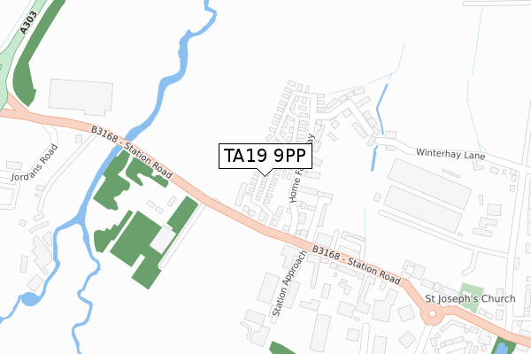 TA19 9PP map - large scale - OS Open Zoomstack (Ordnance Survey)