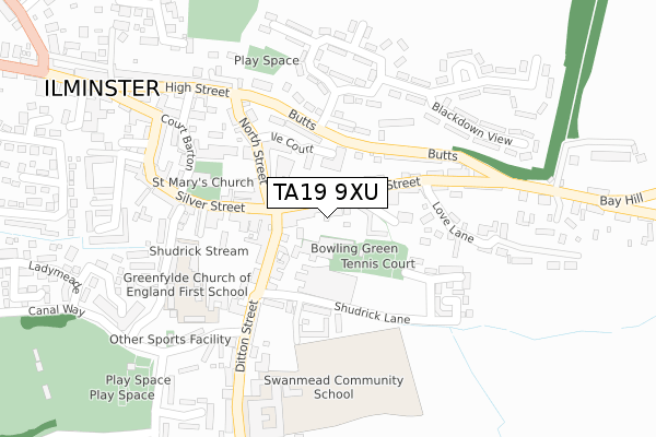 TA19 9XU map - large scale - OS Open Zoomstack (Ordnance Survey)