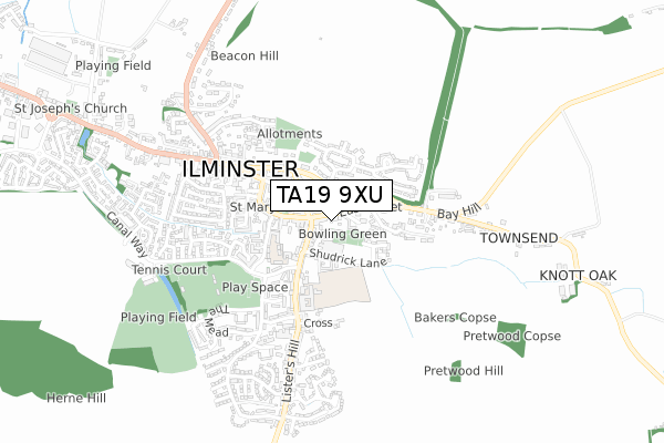 TA19 9XU map - small scale - OS Open Zoomstack (Ordnance Survey)