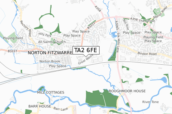 TA2 6FE map - small scale - OS Open Zoomstack (Ordnance Survey)