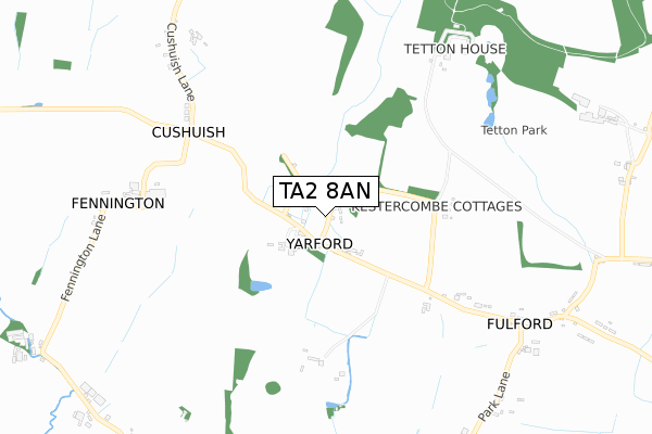 TA2 8AN map - small scale - OS Open Zoomstack (Ordnance Survey)