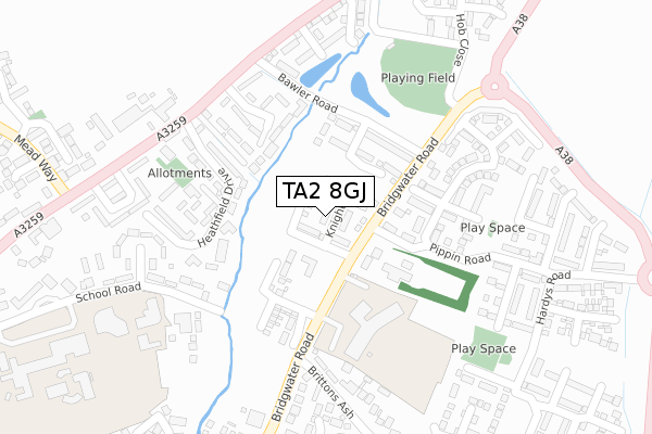 TA2 8GJ map - large scale - OS Open Zoomstack (Ordnance Survey)