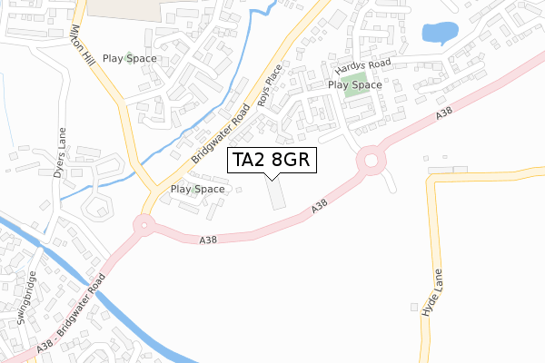 TA2 8GR map - large scale - OS Open Zoomstack (Ordnance Survey)